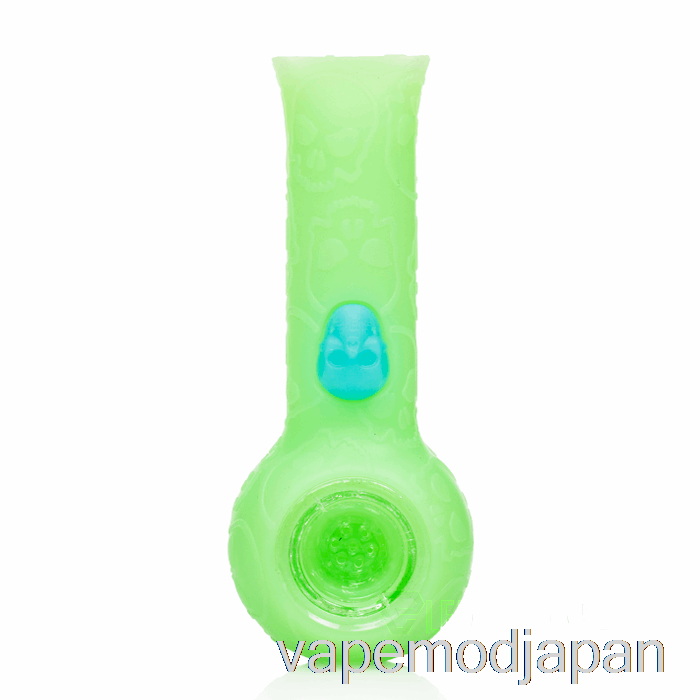 VAPE MOD ストラタス シリコン スカル ハンド パイプ グリーン グロー (UV グリーン)